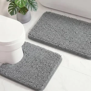 Bathroom Rug Set: Ultra Absorbent Chenille, Non-Slip