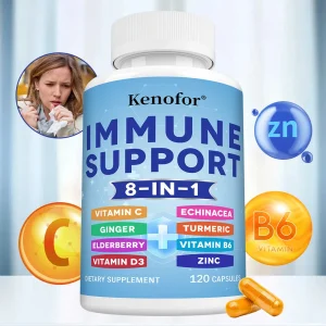 Immune Defense Capsules - Vitamin C D3 B6, Zinc, Elderberry, Echinacea, Antioxidant, Skin Radiance & Balance Immune System